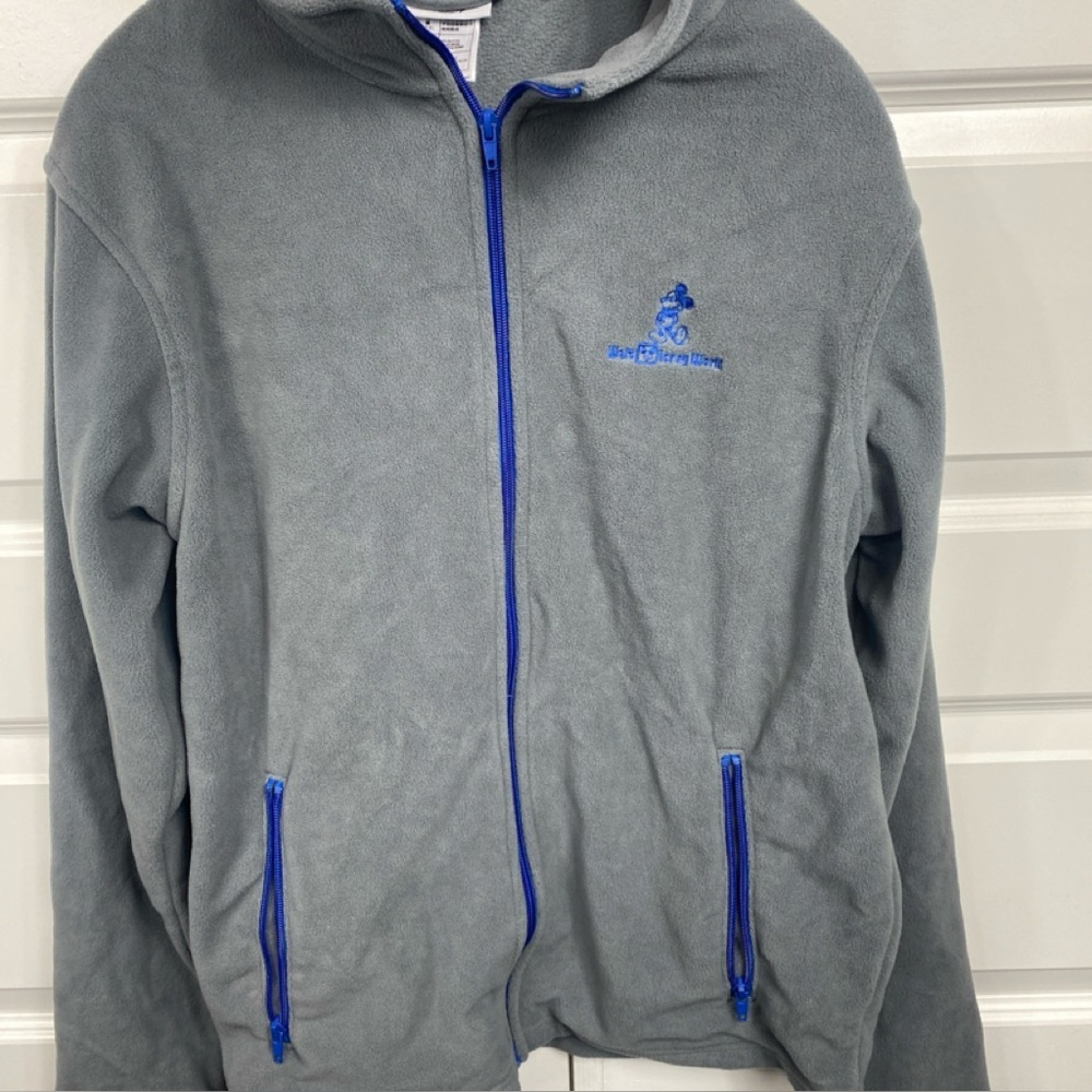 Disney Park Jacket Mickey Mouse Walt Disney Fleece Full zip Gray Blue Mens Small